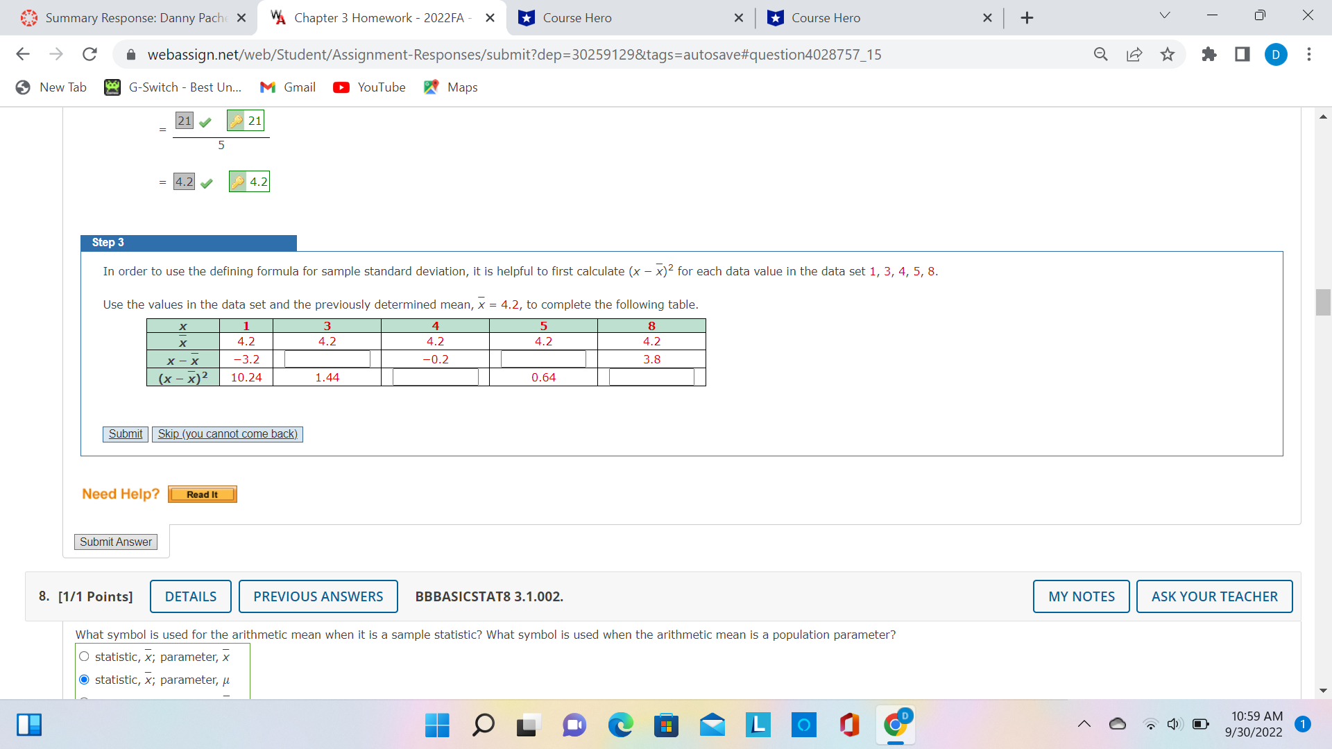  Summary Response: Danny Pache X A Chapter 3 Homework - 2022FA
