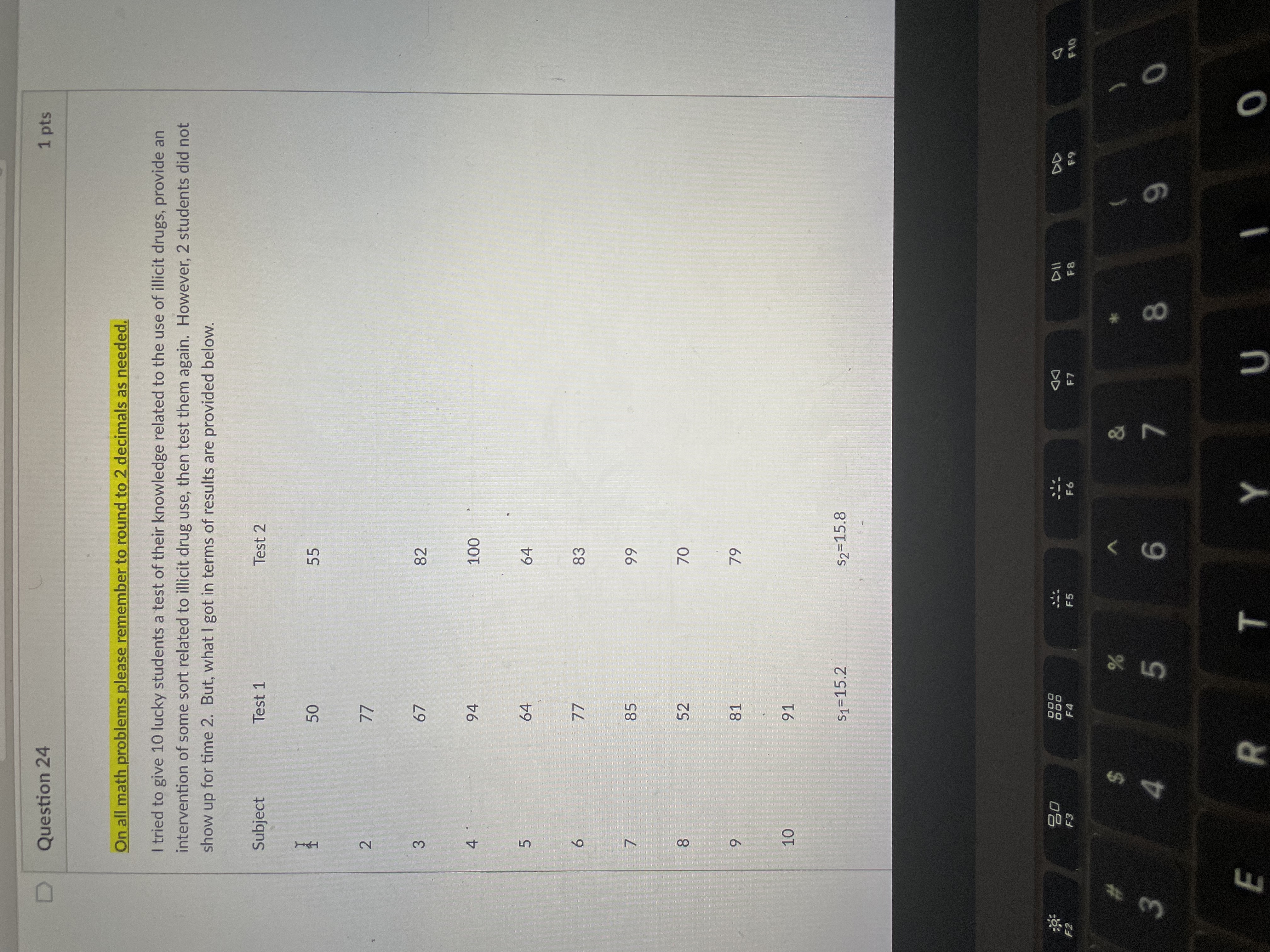 \fbsu.instructure.com 10 91 $1 = 15.2 $2=15.8 Using the following formulas: