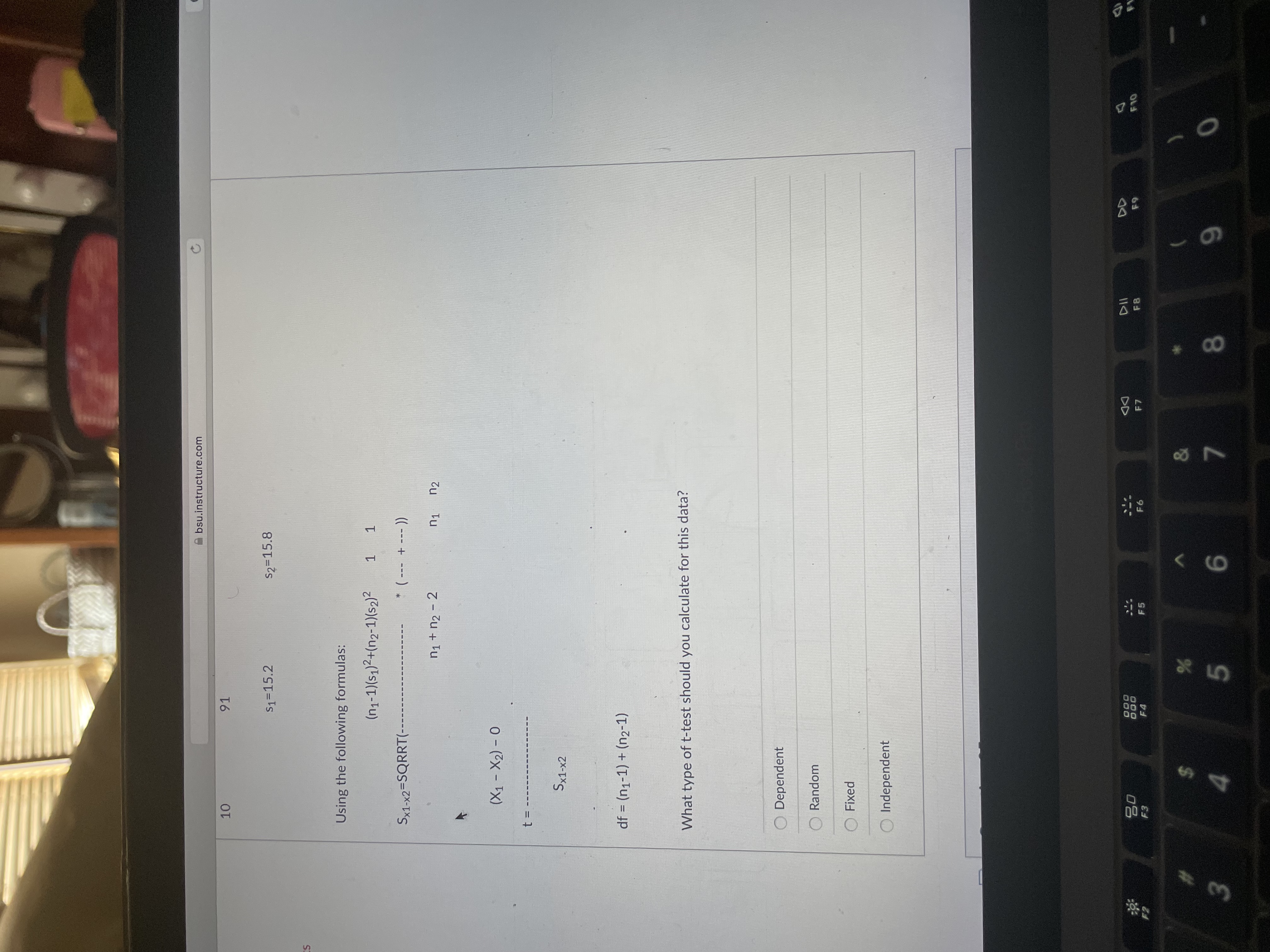 X2) - 0 t = S x 1 - X 2 df