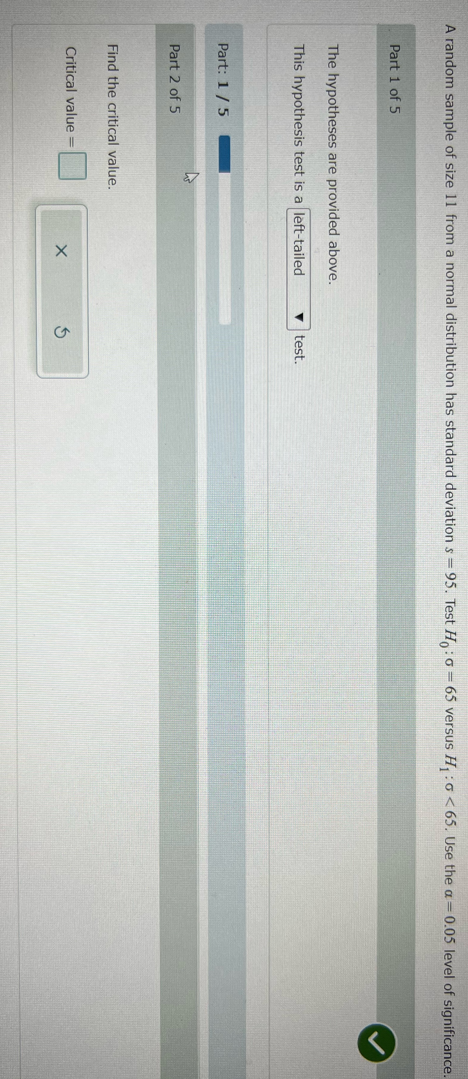 Please help A random sample of size 11 from a normal distribution