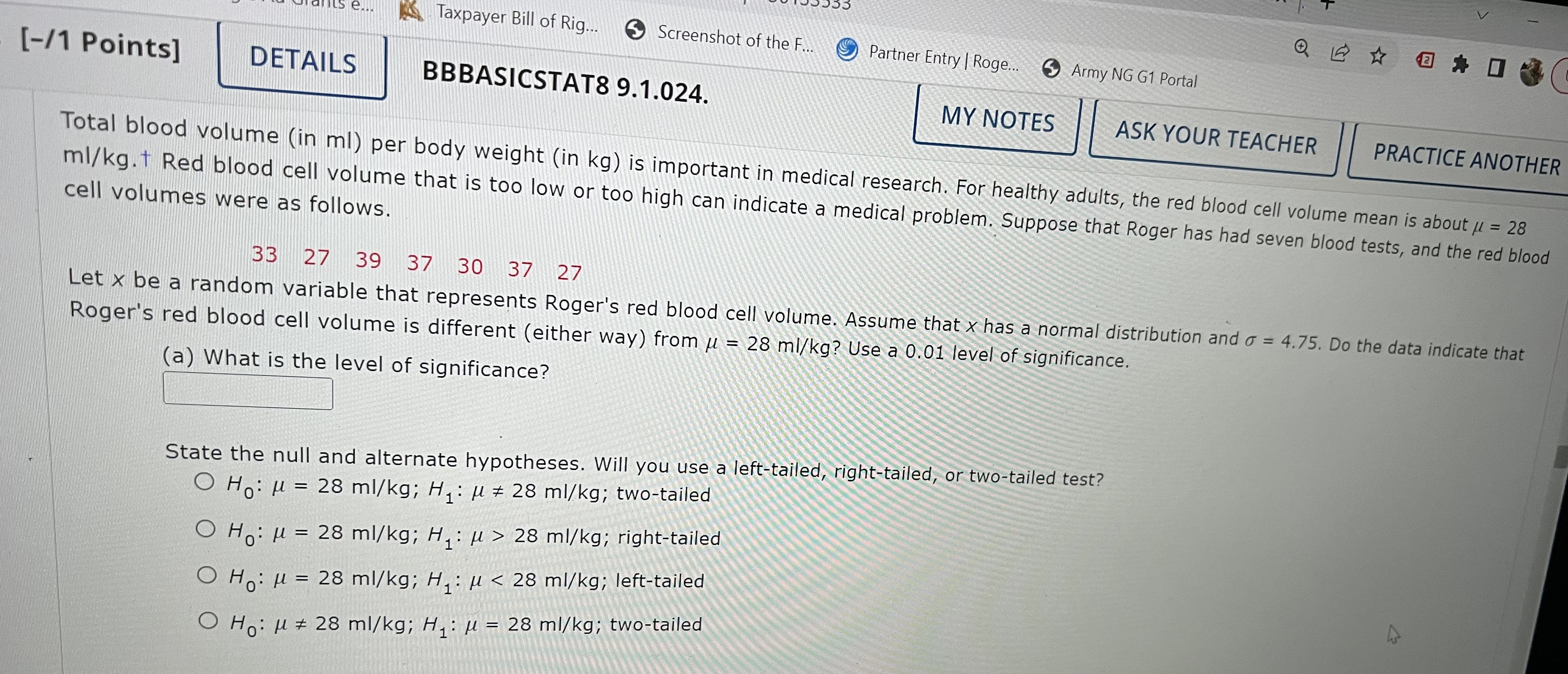 Points] DETAILS BBBASICSTAT8 9.1.018.MI. MY NOTES ASK YOUR TEACHER PRACTICE ANOTHI A