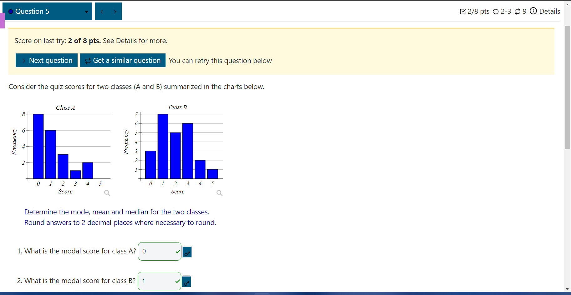 You can retry this question below The following table shows the mean,