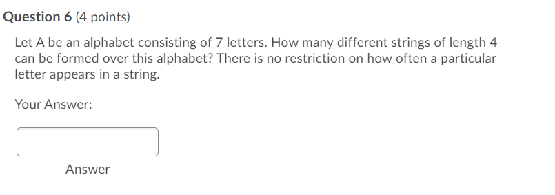  Question 6 {4 points) Let A be an alphabet consisting of