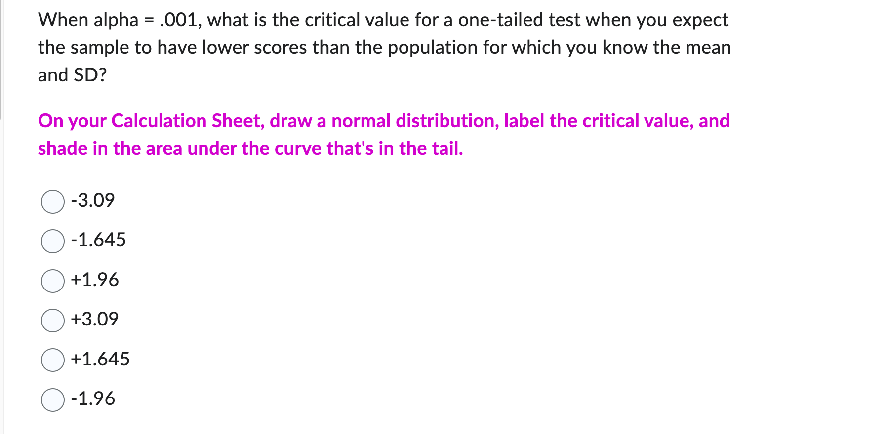 graph. When alpha = .001, what is the critical value for a