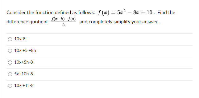  Consider the function defined as follows: f (@) = 5x -
