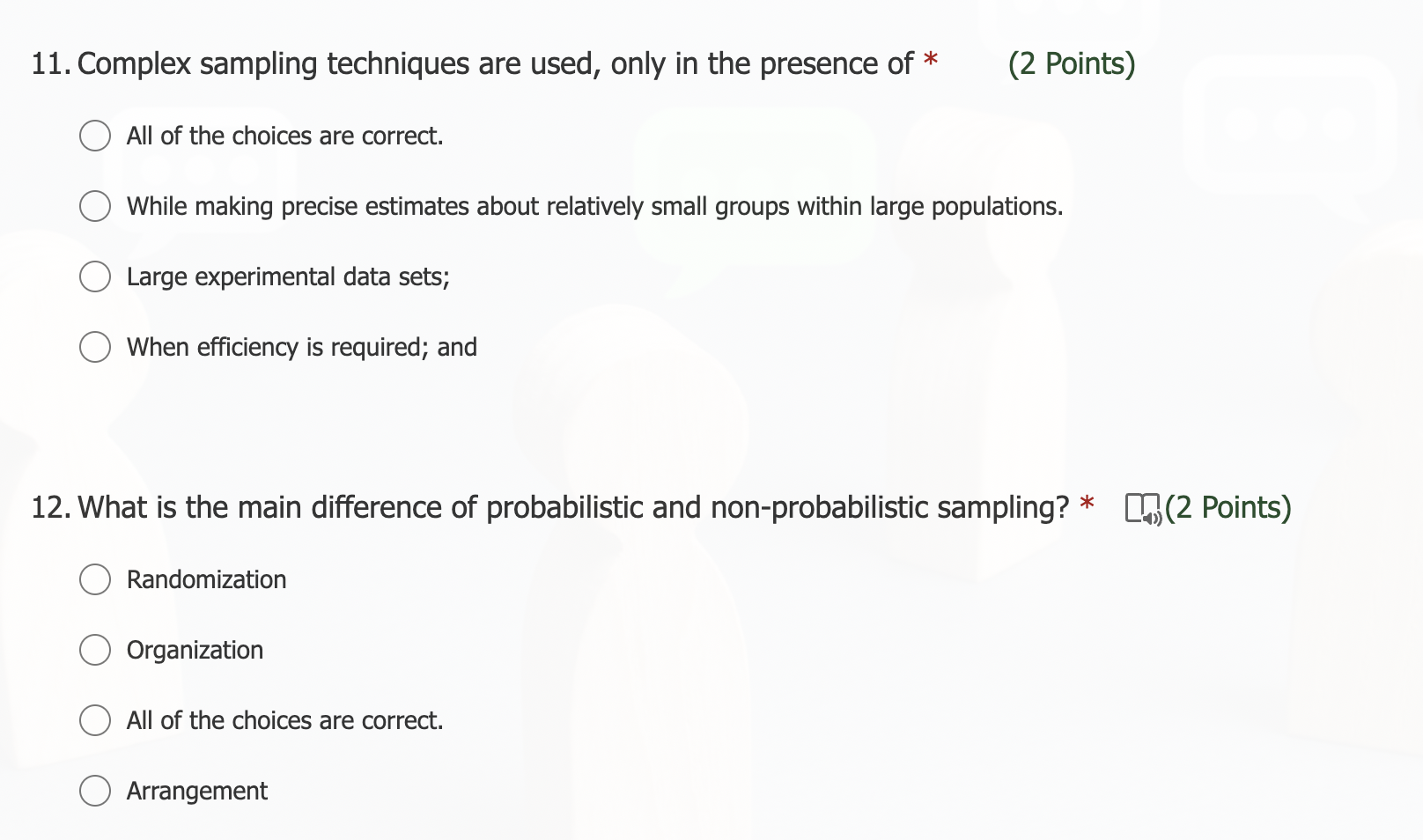 All of the choices are correct. Arrangement13. A measure of sampling variation
