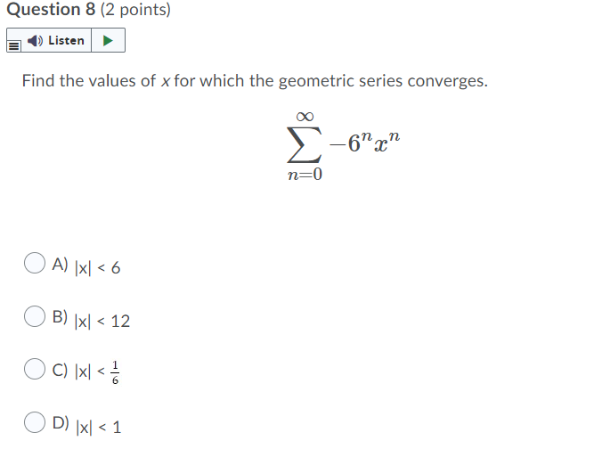 5 (2 points) Listen Find the limit of the sequence if it