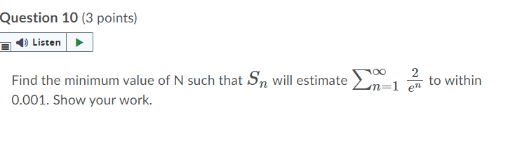3n3 + 7 O A) O B) = O D) Diverges\fQuestion 7
