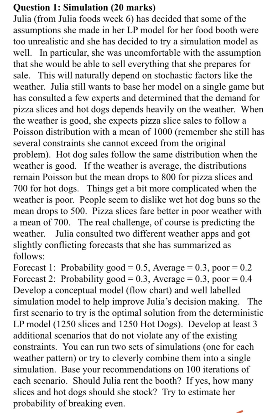 Business decision model question. Need excel, chart, explanations, simulations, statistics. please answer