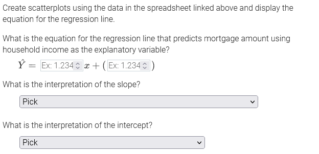  Create scatterplots using the data in the spreadsheet linked above and