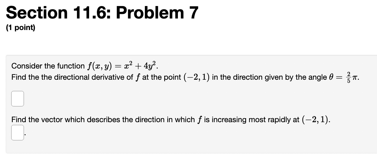 the point (2, 1) in the direction given by the angle 9