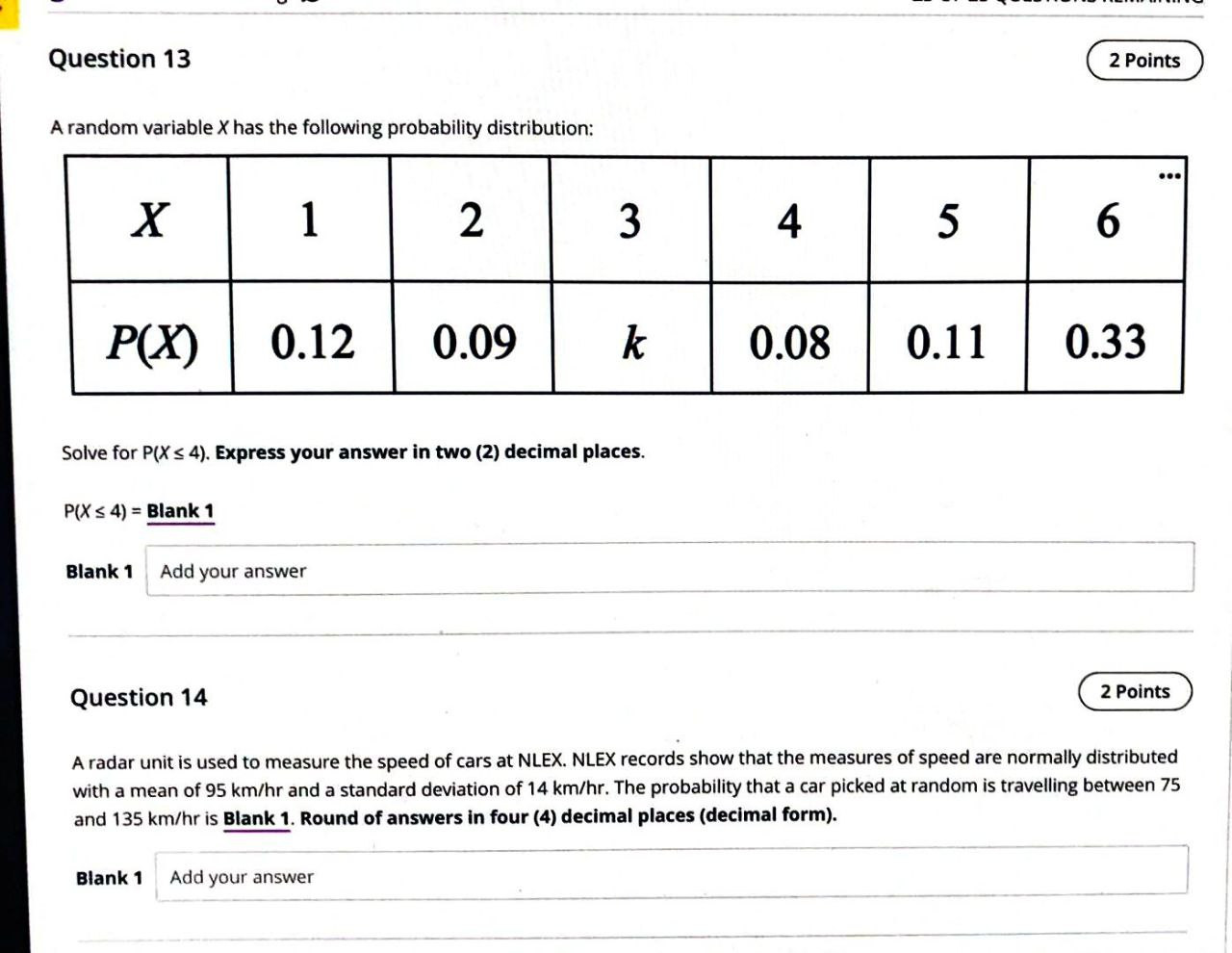 research department's study that is presented in the probability distribution of M