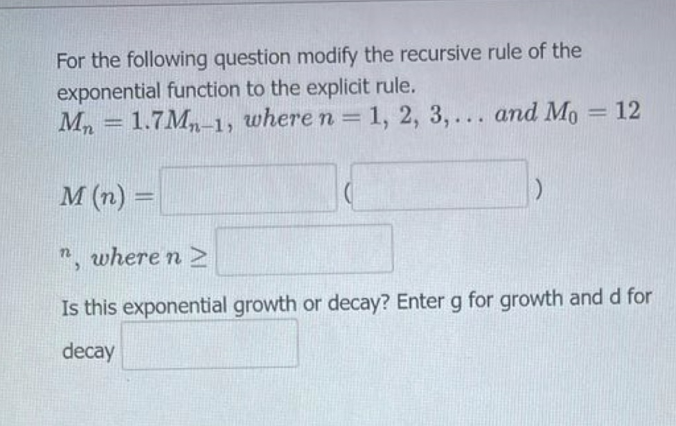 Need help solving this For the following question modify the recursive rule