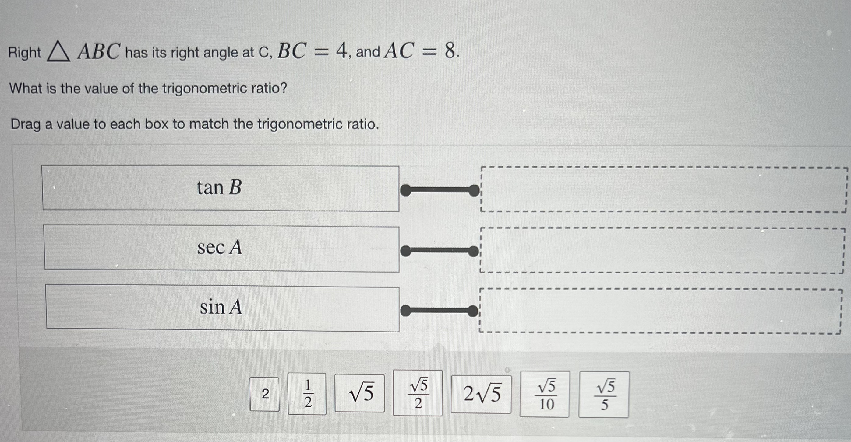 Right _ ABC has its right angle at C, BC =