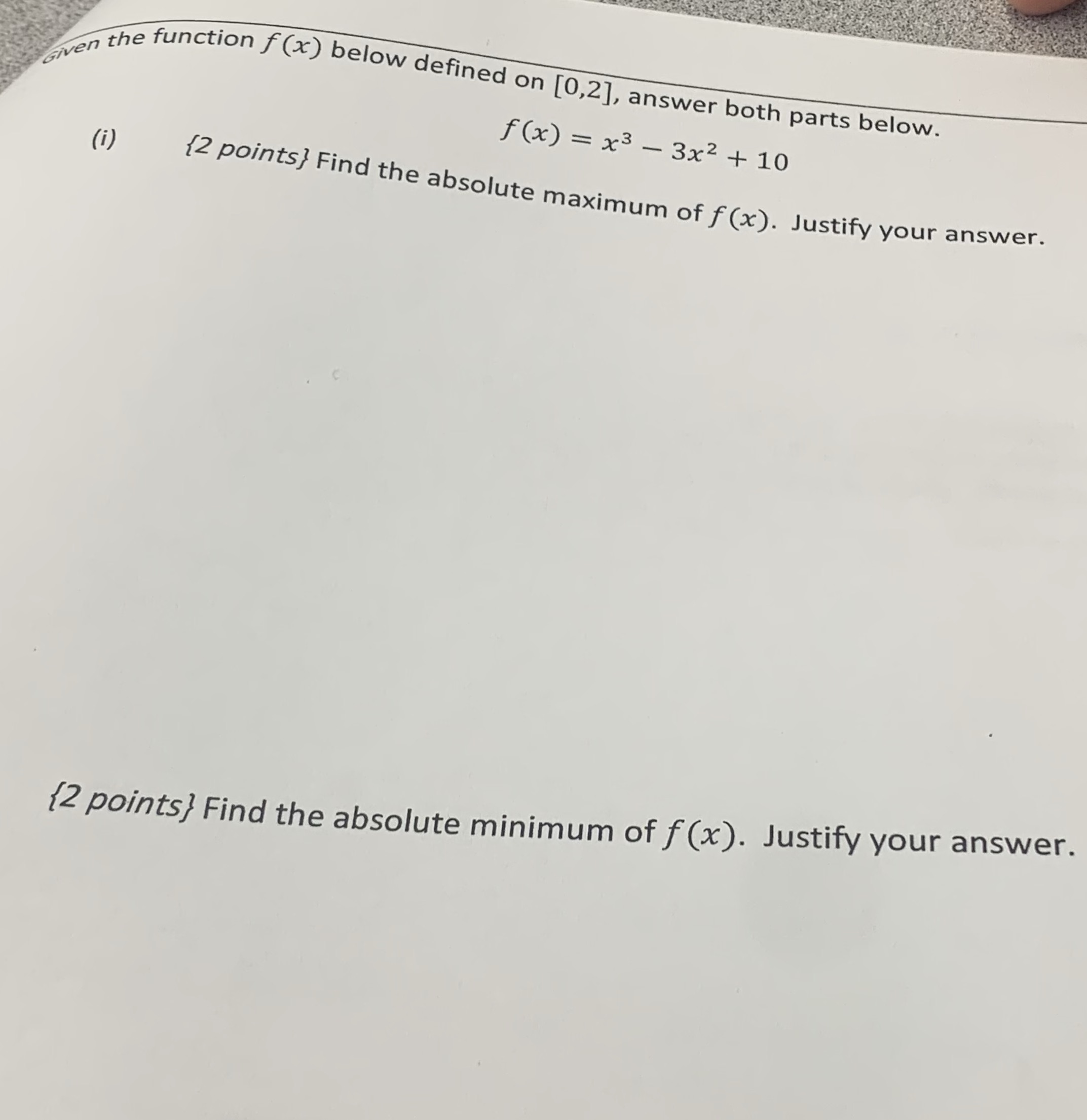  when the function J (*) below defined on [0,2], answer both