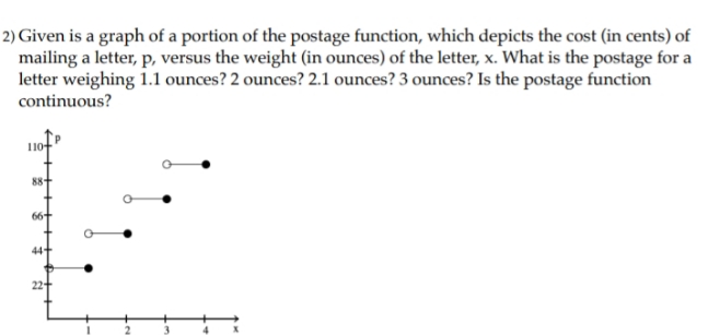 is the function continuous 2) Given is a graph of a portion