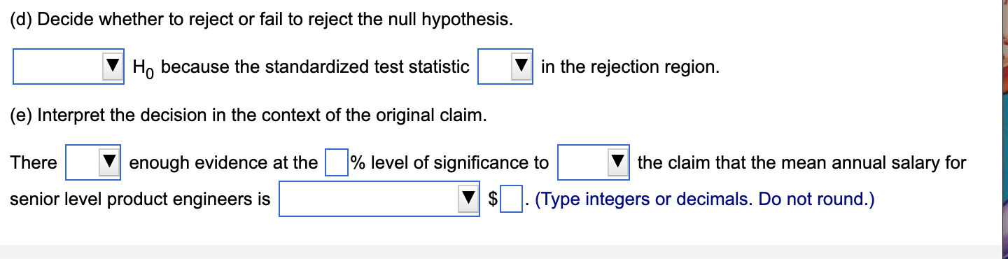 graph which shows the rejection region. O A. OB. O C. OD.
