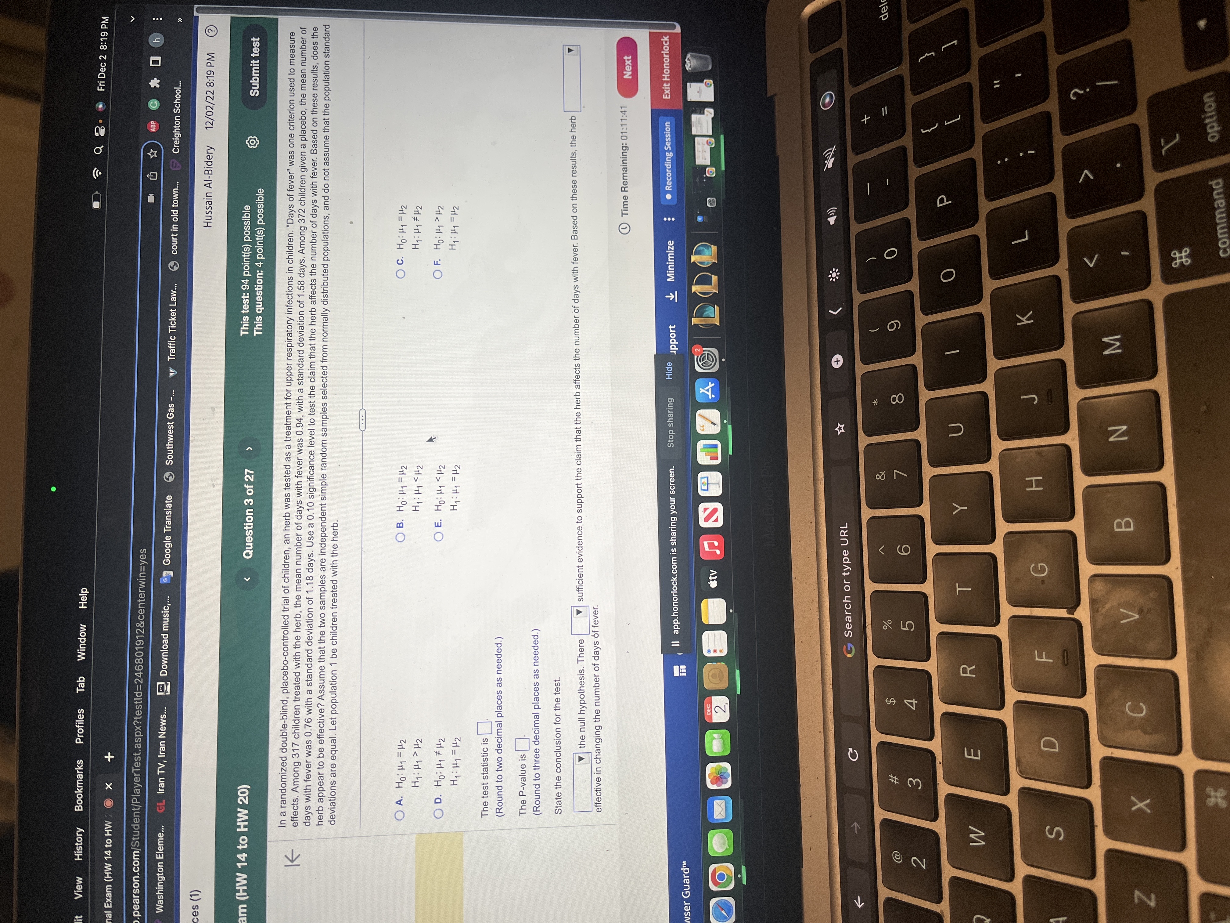 to HW 2 0 x C ( mylab.pearson.com/Student/PlayerTest.aspx?testld=246801912¢erwin=yes G Los Angeles Hotel...