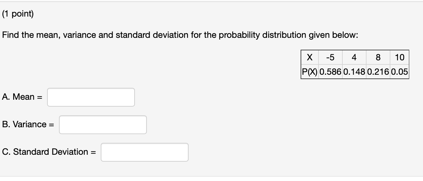 (1 point) Let the random variable X be the number of rooms