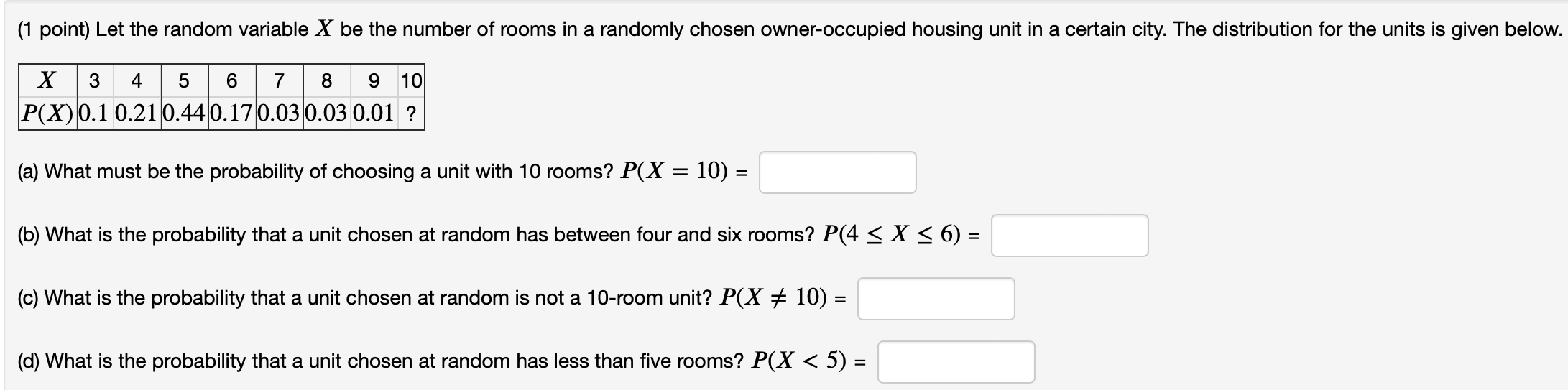 in a randomly chosen owneroccupied housing unit in a certain city. The