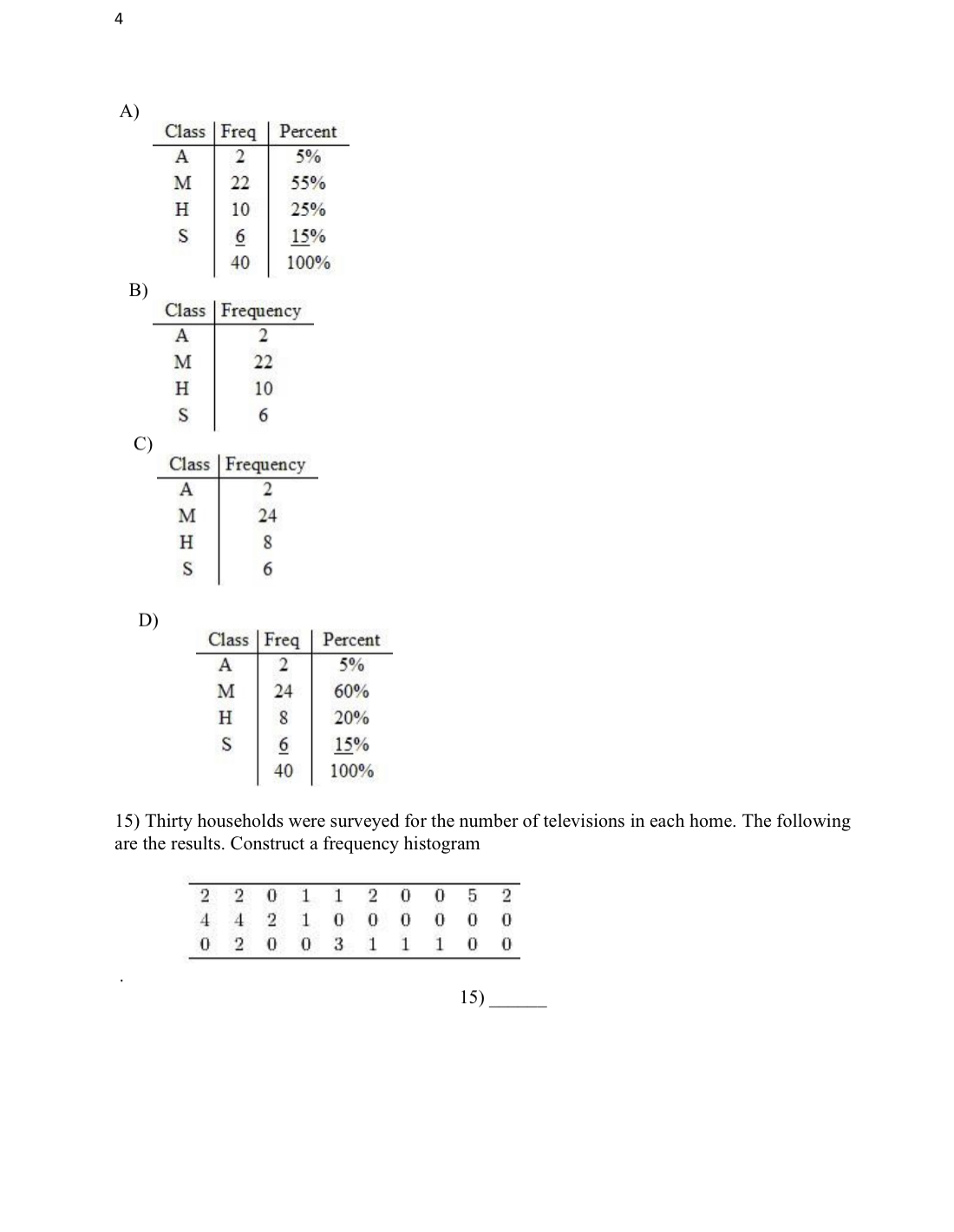 which type of variable? 7) A) discrete B) temporal C) continuous D)