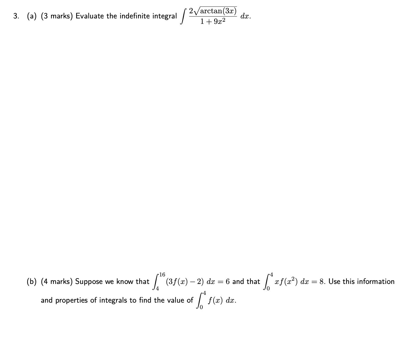 1 + 9x2 (b) (4 marks) Suppose we know that (3f(x) -2)