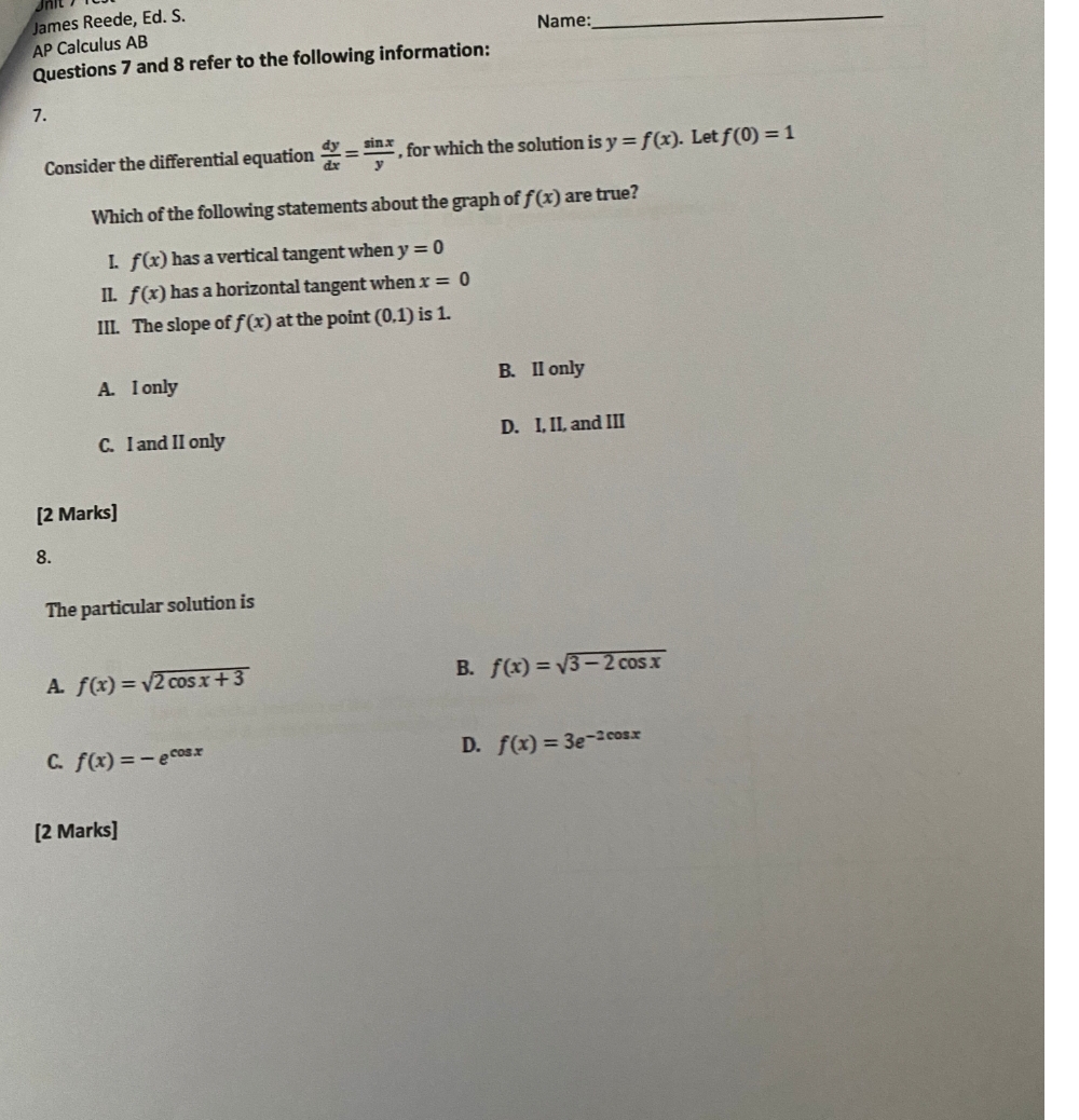 9 A. f(x) = 6ex+2 B. f(x) = 9e2x+6 C. f(x) =