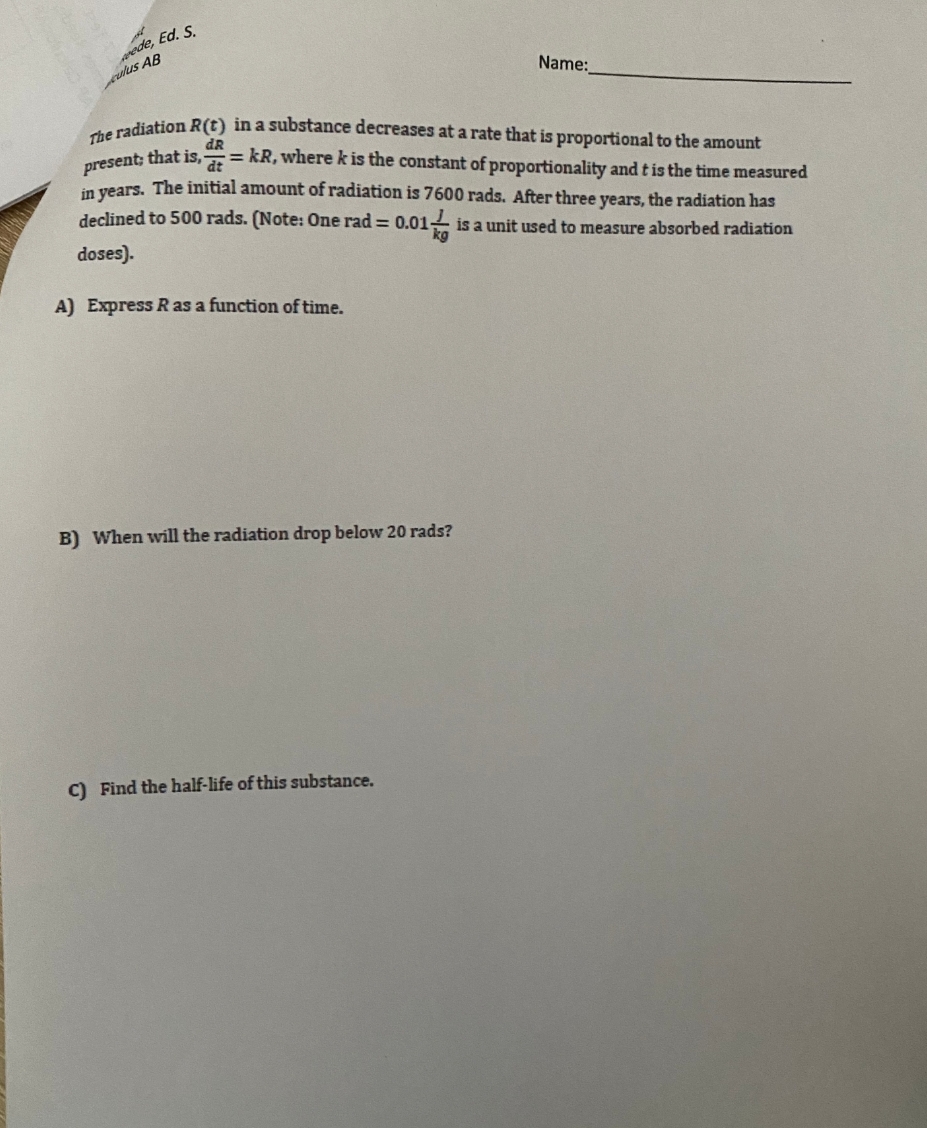 9ear-12 D. f (x) = ear+9 [2 Marks] 2. Shown at right