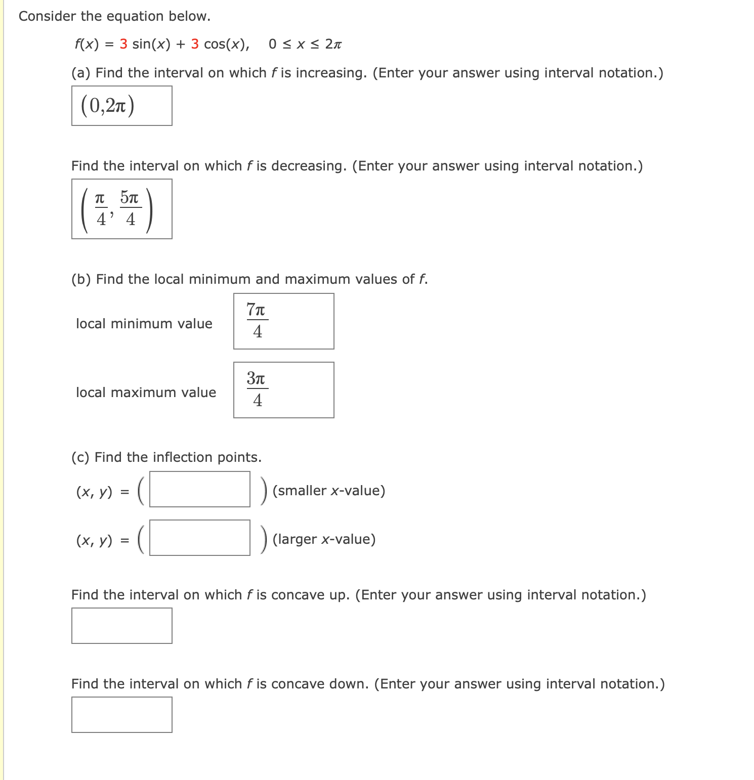 0 s x s 22: (a) Find the interval on which fis