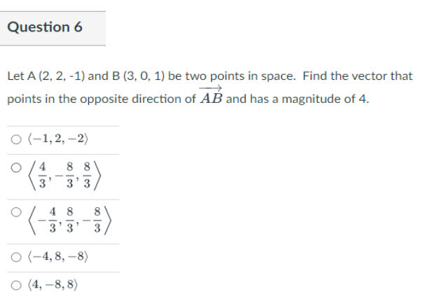 1) be two points in space. Find the vector that > points