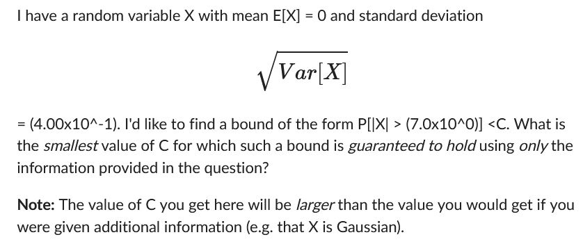 and standard deviation 1,? Va'rlX] = (4.00x10"+1l. I'd like to find a