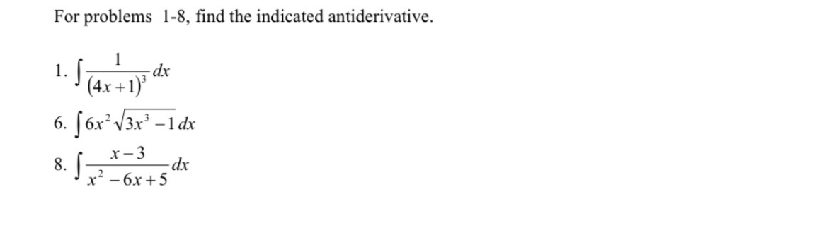 Solve quick show work on paper For problems 1-8, find the indicated