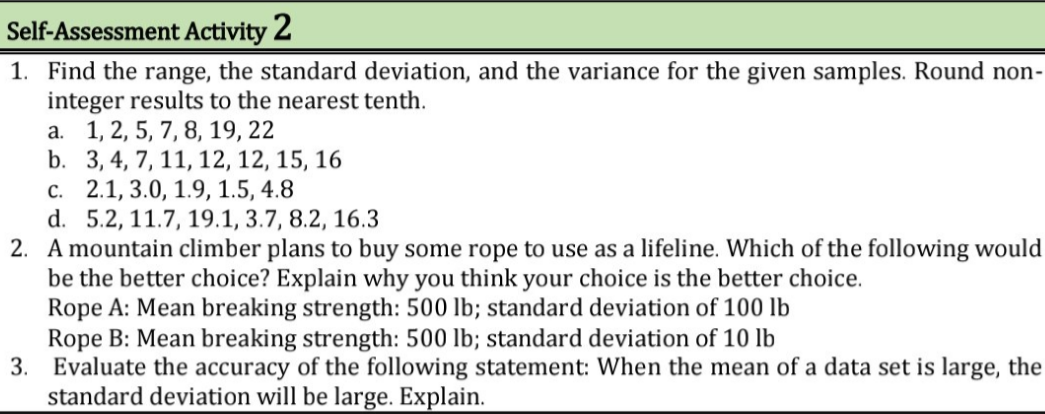 the variance for the given samples. Round non- integer results to the