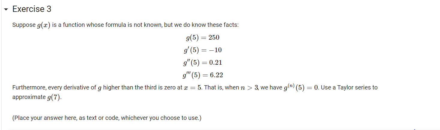  v Exercise 3 Suppose g(ac) is a function whose formula is