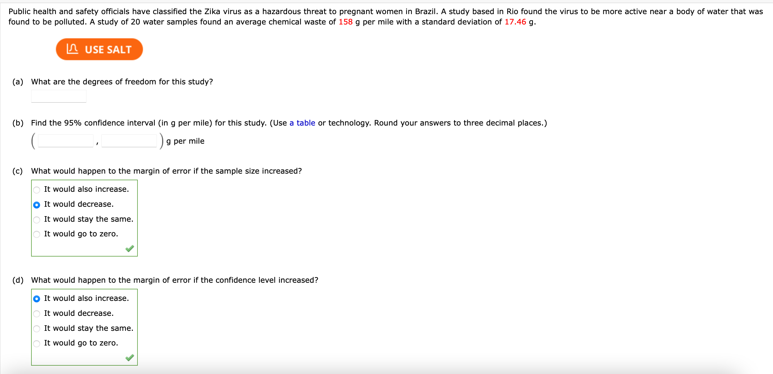 = 7, CL = 90% degrees of freedom critical value (b) n