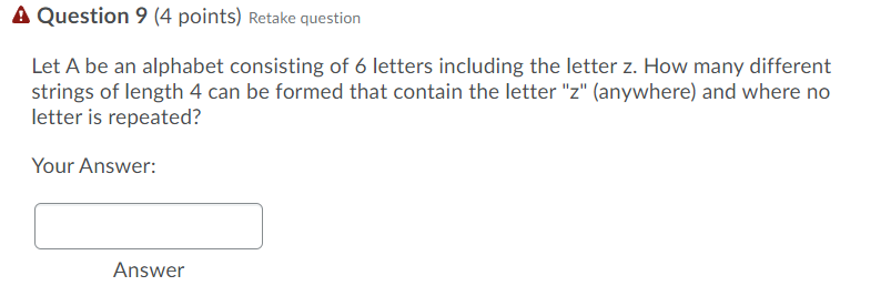 alphabet consisting of 6 letters including the letter 2. How many different