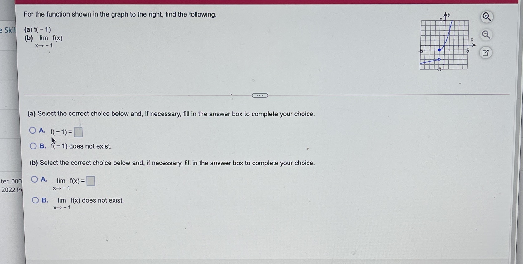 For the function shown in the graph to the right, find