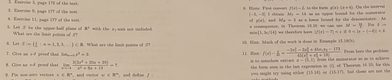 Please solve Question 8. 8. Give an e-s proof that Lim-> -4.