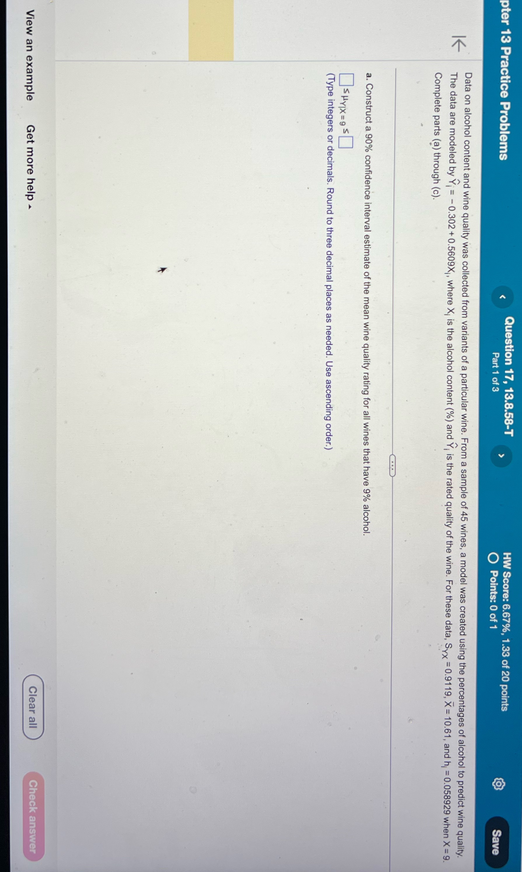 Please find A pter 13 Practice Problems Question 17, 13.8.58-T HW Score: