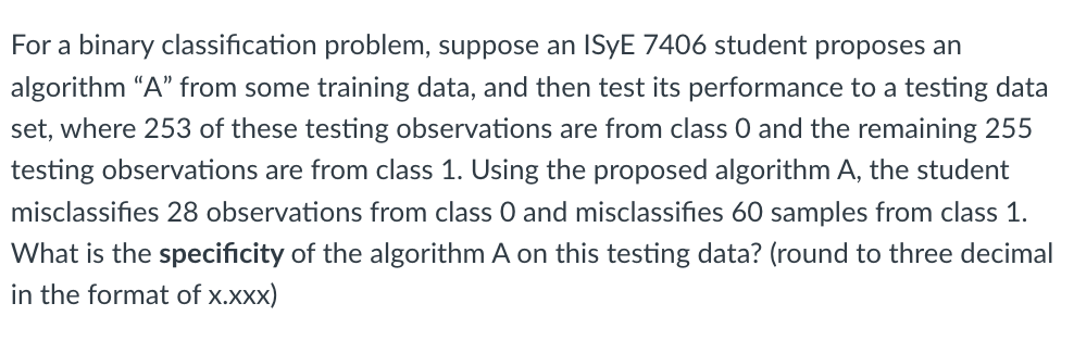 an algorithm "A\" from some training data, and then test its performance