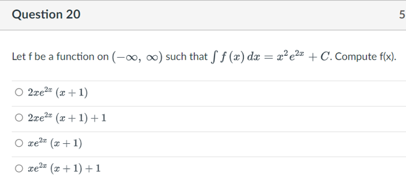  Question 20 Let f be a function on (00, no) such