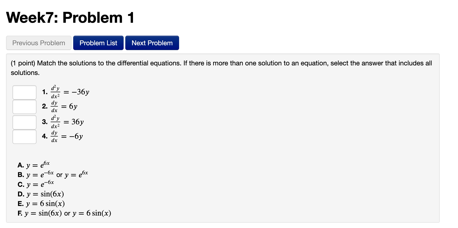  Week7: Problem 1 Previous Problem Problem List Next Problem (1 point)