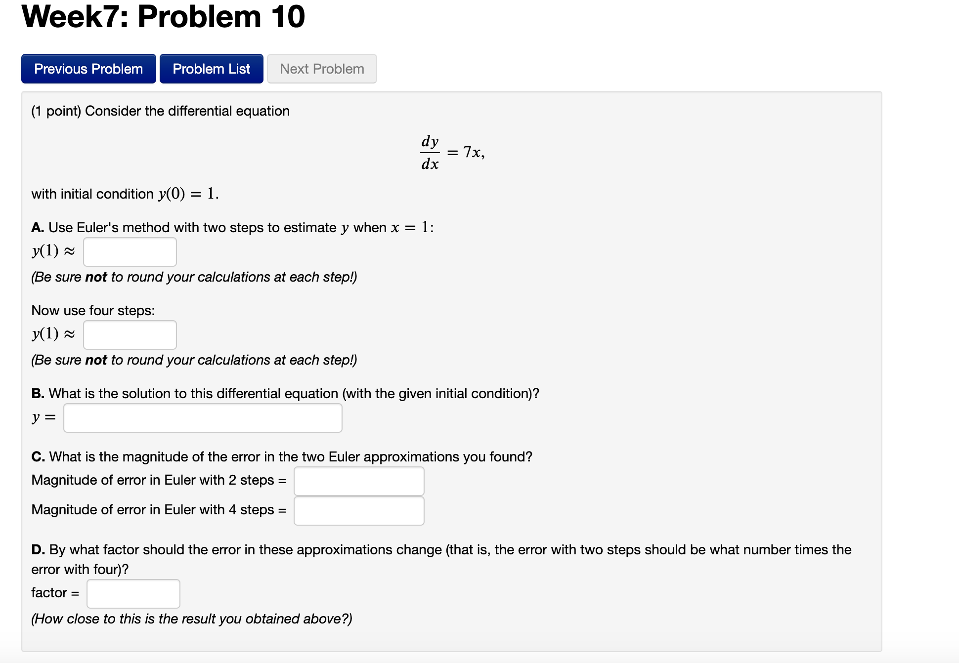 curves to the differential equations that generated them. Then complete the following