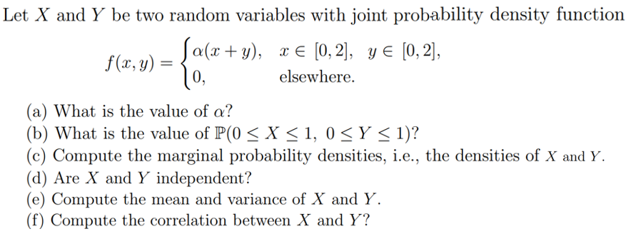 Let X and Y be two random variables with joint probability