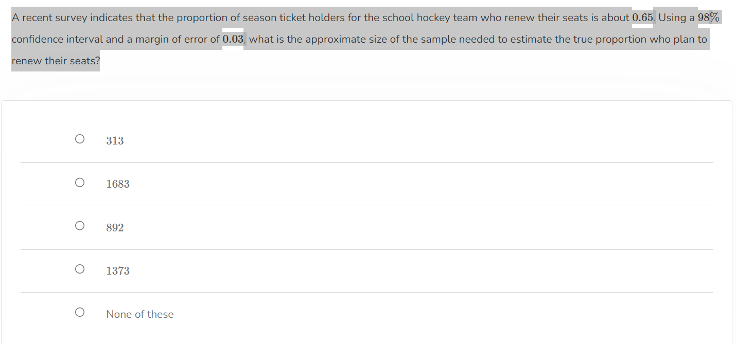 a confidence interval at the 95% level of confidence for the population