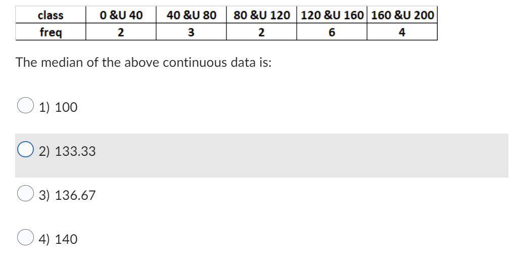 50 O 2) 50 &U 100 O 3) 100 &U 150 Q