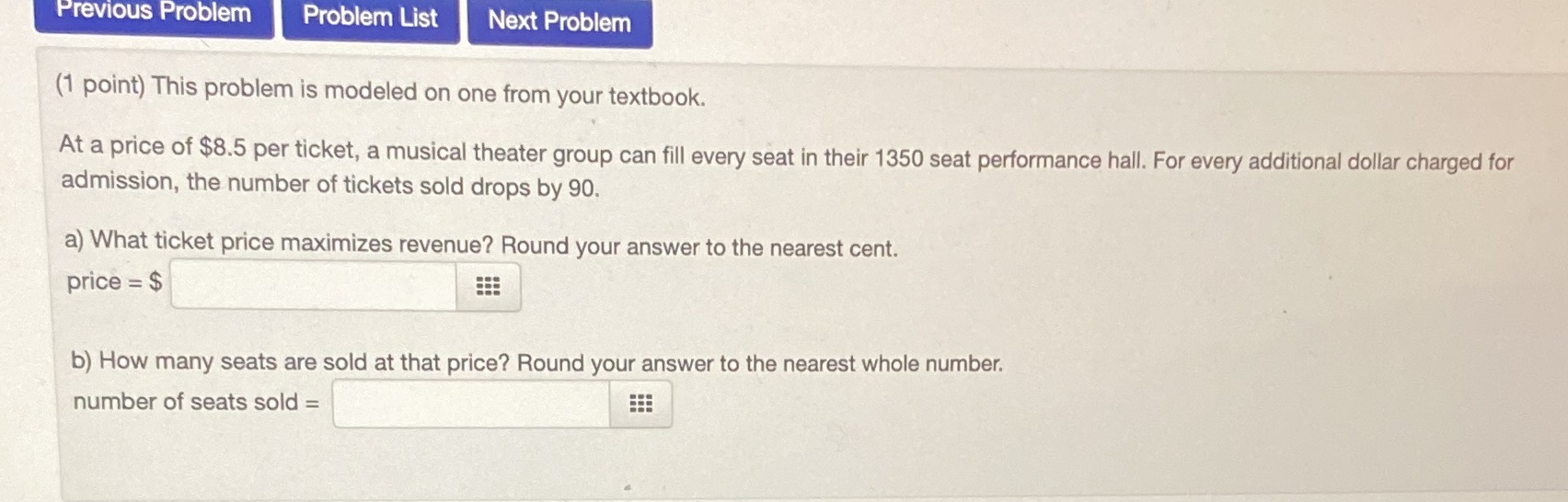  Previous Problem Problem List Next Problem (1 point) This problem is