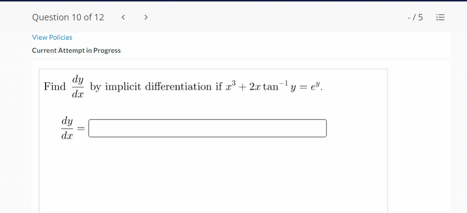  Answer with solution Your answer is incorrect. Use implicit differentiation to