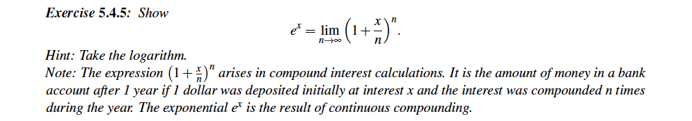 Exercise 5.4.5: Show X n e = lim + n Hint: