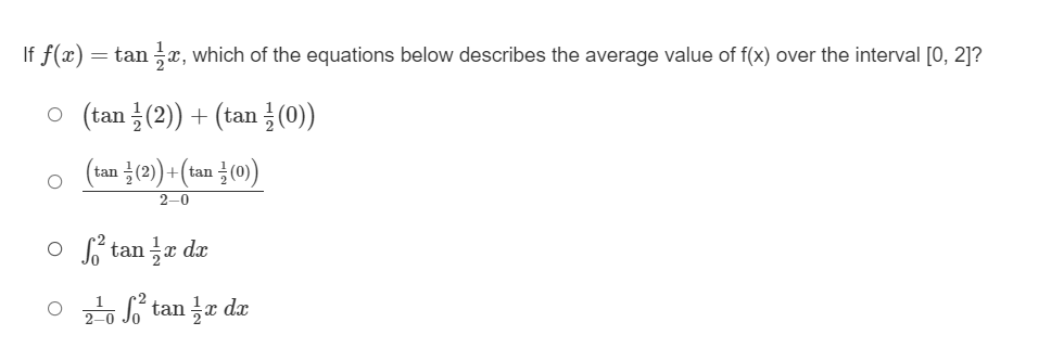 = cos(2x), which of the equations below describes the average rate of